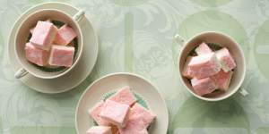 Pretty in pink:Coconut ice slice.