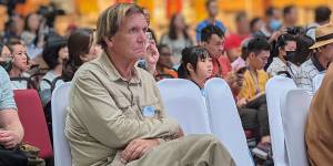 Adventurer Blaine Gibson at Sunday’s 10-year remembrance service for flight MH370 in Kuala Lumpur. 