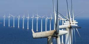 An offshore wind farm in Denmark.