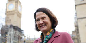 Labour MP Catherine West,Shadow Foreign Minister,in front of Big Ben. 