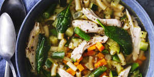 Roast chicken noodle soup.