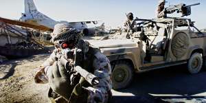 Australian SAS soldiers on patrol near Bagram,Afghanistan. 