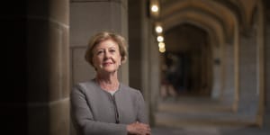 Gillian Triggs,pictured here at Melbourne University in 2019,is finishing up at the UNHCR.