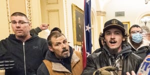 A year ago,Trump supporters roamed the hall after breaking through doors and windows to get inside the Capitol building. 