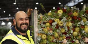 Flower trader George Ambatzidis from Grown Farm Fresh at the National Flower Centre in Epping.