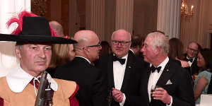 Prince Charles and George Brandis at an Australian bushfire relief event in 2020.