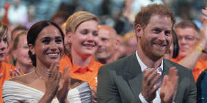 Prince Harry and Meghan,Duke and Duchess of Sussex,attend the opening ceremony of the Invictus Games,their first public appearance together in Europe since they moved to North America in early 2020. 