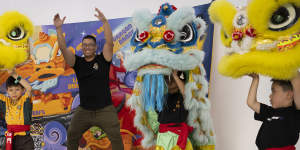 Johnny Leung leads a training session for Lion Dance Kids. 