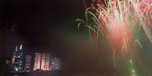 Spectacular fireworks over Birrarung Marr mark the start of Moomba.