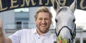 Chef Curtis Stone with the Lexus Melbourne Cup announcing his pop-up at The Birdcage for this year’s event.