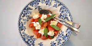 Sosta Cucina’s caprese salad with vine-ripened tomatoes and fior di latte.