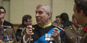 Prince Andrew’s military affiliations and Royal patronages have been returned to The Queen. Here he speaks with military personnel at St Paul’s Cathedral in 2015 in London,