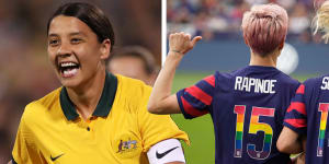 Soccer stars Sam Kerr and Megan Rapinoe. 