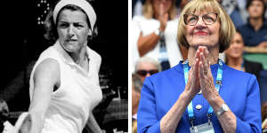 Margaret Court in 1969,left,and in recent times.