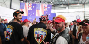 Supporters of US President Donald Trump at the opening of the Pratt Industries Wapakoneta recycling and paper plant in Ohio.