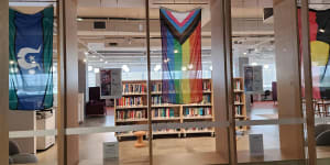 A rainbow flag on display at Australian Catholic University’s Blacktown campus before it was taken down.