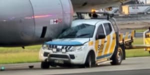 Ute crashes into Jetstar aircraft on tarmac at Sydney Airport