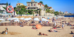 Praia do Tamariz beach in elegant coastal retreat Estoril.