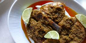 The bakar chicken blends Indonesian and Lebanese influences.