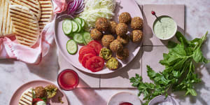 Curtis Stone’s falafels with herbed tahini sauce.