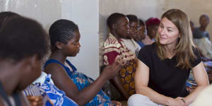 Melinda Gates in the maternity room at Dowa District Hospital,in Dowa,Malawi .