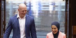 Senators David Pocock and Fatima Payman arrive during the opening of the 47th parliament in 2022.