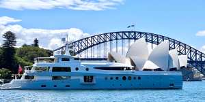 Hard to miss:Superyacht Stardust on Sydney Harbour this week.