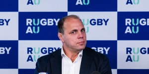 Phil Waugh addresses the media at Rugby Australia HQ on Tuesday.