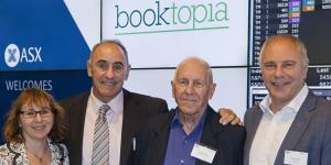  Tony Nash (on right) with father Peter,brother Simon and sister Elana in December 2020,when Booktopia was listed on the Stock Exchange.