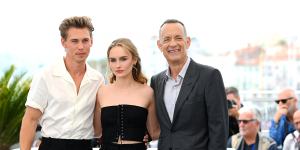Tom Hanks,Olivia DeJonge and Austin Butler on the red carpet in Cannes.