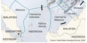 The bottom of China's nine-dash line takes in Indonesia's territorial waters in the North Natuna Sea.