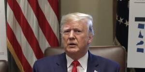 US President Donald Trump speaks during a Cabinet Meeting on Monday.