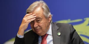  António Guterres attending COP26 climate talks in Glasgow last year.