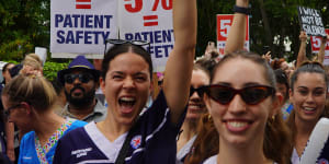 Nurses held a big rally at parliament.