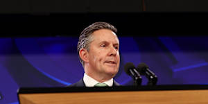 Minister for the NDIS Mark Butler addresses the National Press Club in Canberra on Wednesday.