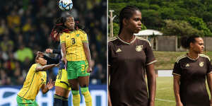 Jamaican players wearing Grace Wales Bonner’s jerseys during last year’s FIFA Women’s World Cup.