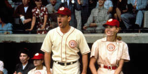 Tom Hanks and Geena Davis in A League of Their Own in 1992. 