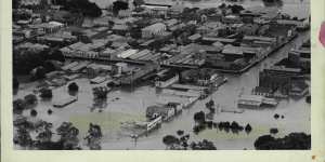 The Lismore CBD a day after the 1954 flood.