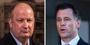 Unions NSW Secretary Mark Morey and Premier Chris Minns.