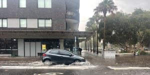 Bondi’s streets were inundated after storms lashed the city.