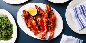 Grilled Skull Island prawns with ’nduja butter at Fior.