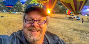 Hot air balloon fan Josh Powell-Fussell at the Hunter Valley Balloon Fiesta in 2017. 