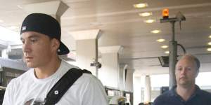 Sonny Bill Williams at Heathrow Airport on his way to France after walking out on the NRL in 2008.