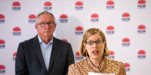 NSW Chief Health Officer Dr Kerry Chant and NSW Health Minister Brad Hazzard on Sunday.