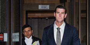 Ben Roberts-Smith leaving the Federal Court in Sydney with barrister Arthur Moses SC in June 2021.