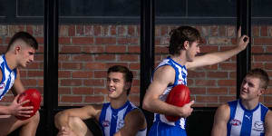 The Roos’ future:Harry Sheezel,Will Phillips,George Wardlaw and Tom Powell.