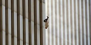 A person falls from the north tower of New York’s World Trade Centre.