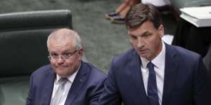 Energy Minister Angus Taylor (right) will be defending Australia's carbon emissions targets,including the plan by Prime Minister Scott Morrison (left) to use so-called Kyoto carryover credits to count against the Paris target.