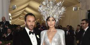 Tom Ford,left,and Gemma Chan attend The Metropolitan Museum of Art’s Costume Institute benefit gala celebrating the opening of the “Camp:Notes on Fashion” exhibition on Monday,May 6,2019,in New York. 