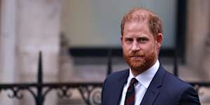 Prince Harry outside a London court in January for a separate case.